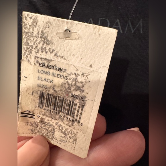 Adam Lippes Black V-Neck Long Sleeve Top - Picture 5 of 7